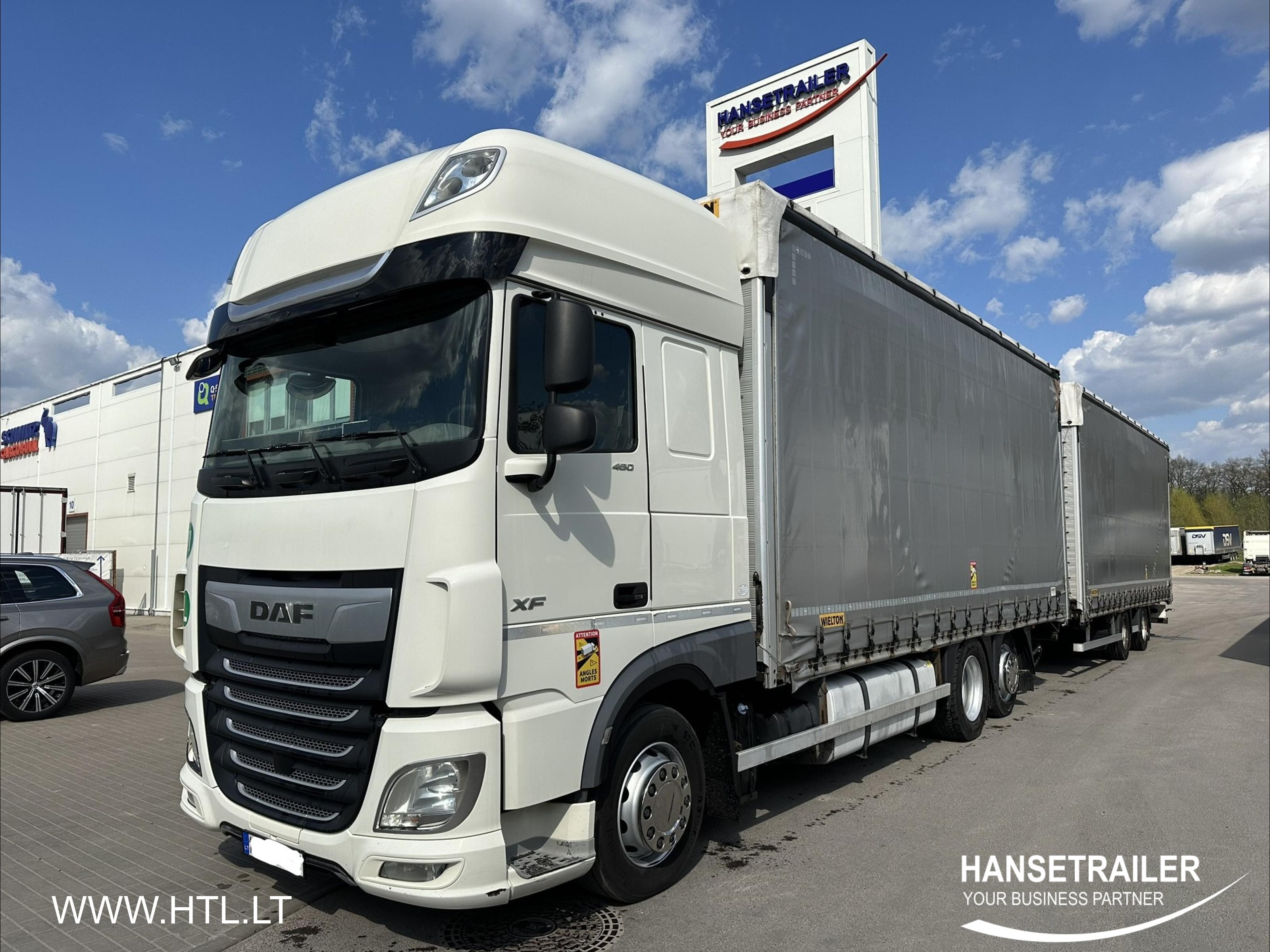 2018 Autolastzug Sattelcurtainsider DAF XF 480 FAR Arriving Atvyksta