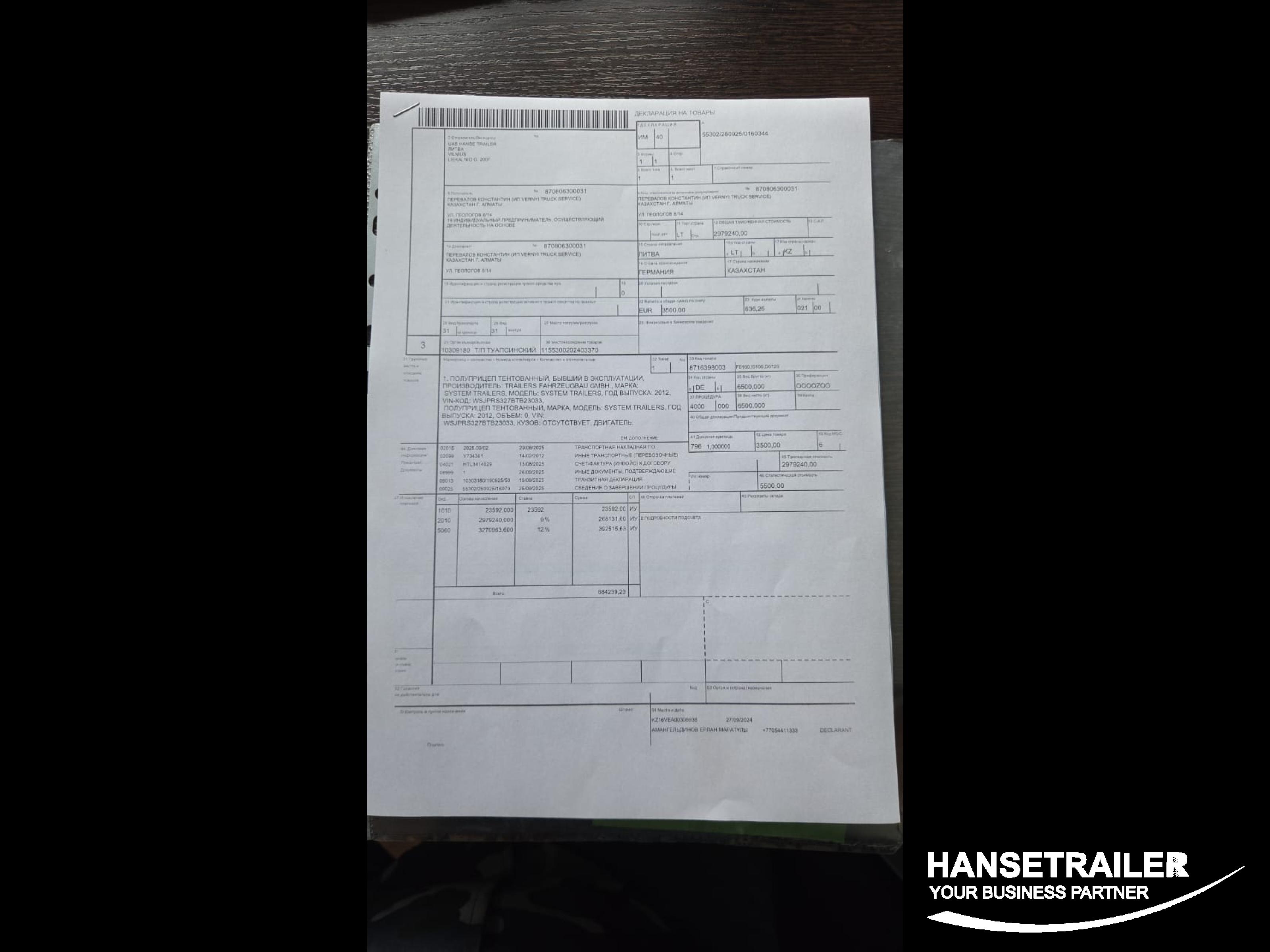 2012 Poolhaagis Kardinhaagis System Trailers   SAF AXLES